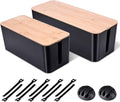 2 Pack Large Cable Management Box – Wooden Style Cord Organizer Box and Cover by Unknown