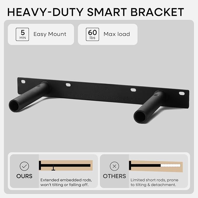 Homeforia Black Floating Shelf 18 inch, High End Solid Real Wood 18inch - Image 5