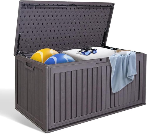 100 Gallon Outdoor Storage Box Waterproof, Resin Deck Box by FammyLoft