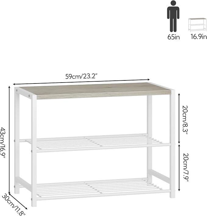 Yusong Shoe Rack Organizer, 3 Tier Industrial Shoe Storage Shelf - Image 3