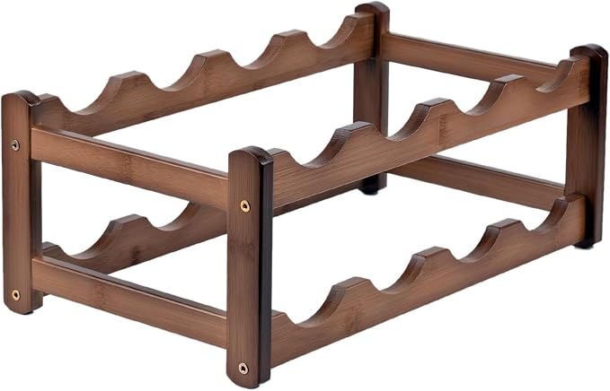 Wine Rack Storage, Bamboo Wine Racks Cabinet Shelf, 2-Tier 8 Bottles - Image 3