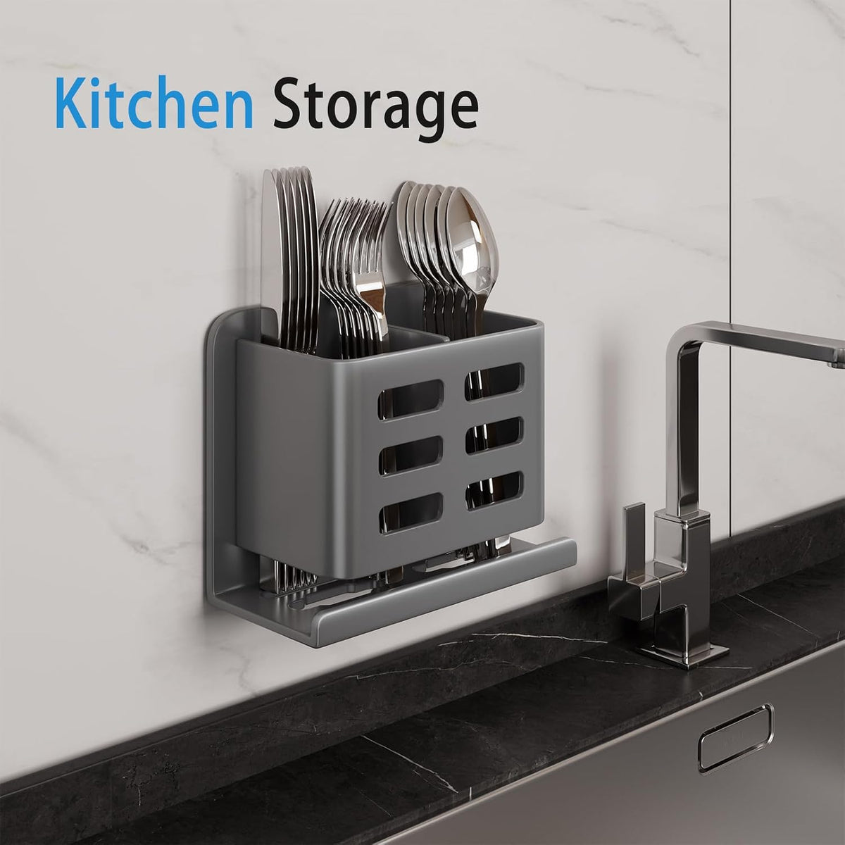 Grey Toothbrush Holder wall Mount, Aluminum,No Drilling Required