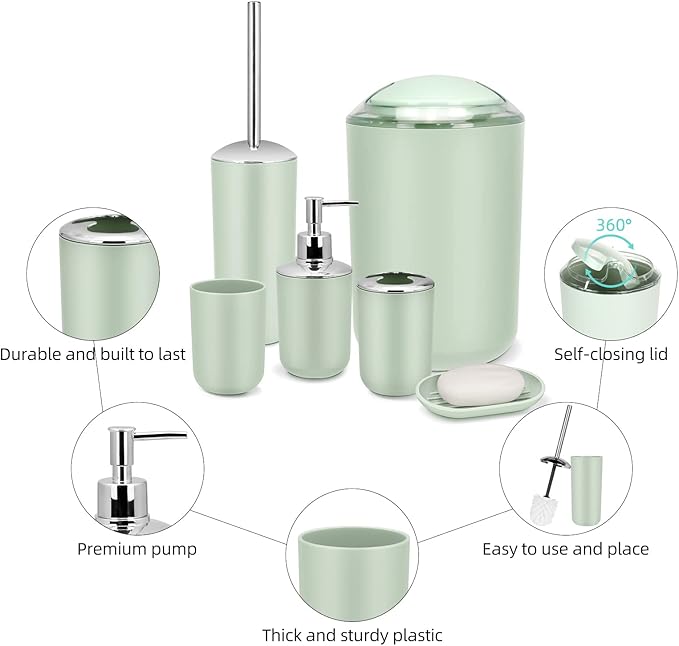 IMAVO Bathroom Accessories Set, 7 Pieces Bathroom Accessory Set, Toilet Brush - Image 5