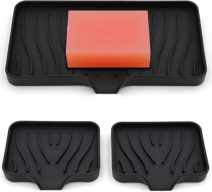 3-Pack Silicone Soap Dish, Sponge Holder by AIMAIAIMAI