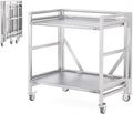 2 Shelf Rolling Cart with Wheels, 660lbs Capacity Collapsible Steel Rolling by ChincoStar