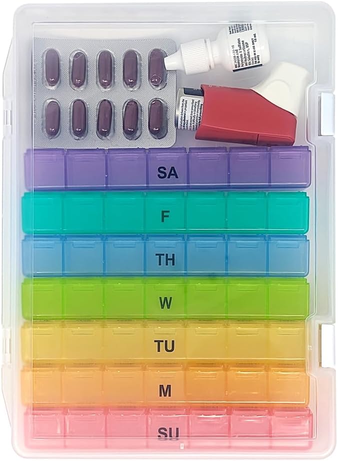 6 Times a Day Weekly Pill Box Organizer Case, Secure 7X Pillbox - Image 5