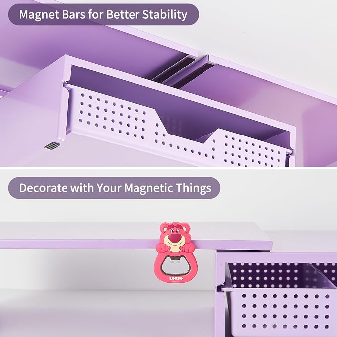 Dual Monitor Stand Riser with Drawer, Desk Organizer and Accessories, Metal - Image 5