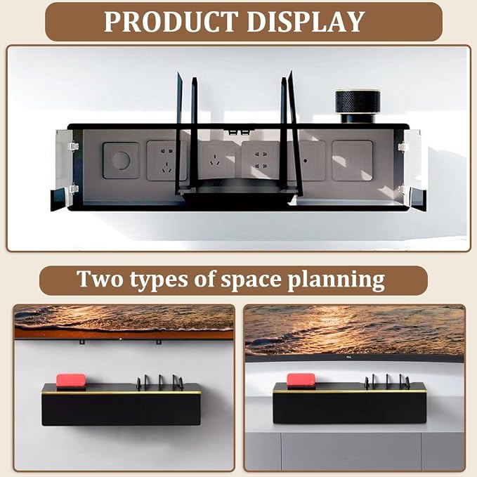Wall Mounted WiFi Router Hidden Box Storage Cabinet, Router Shelf WiFi Box Hider - Image 3