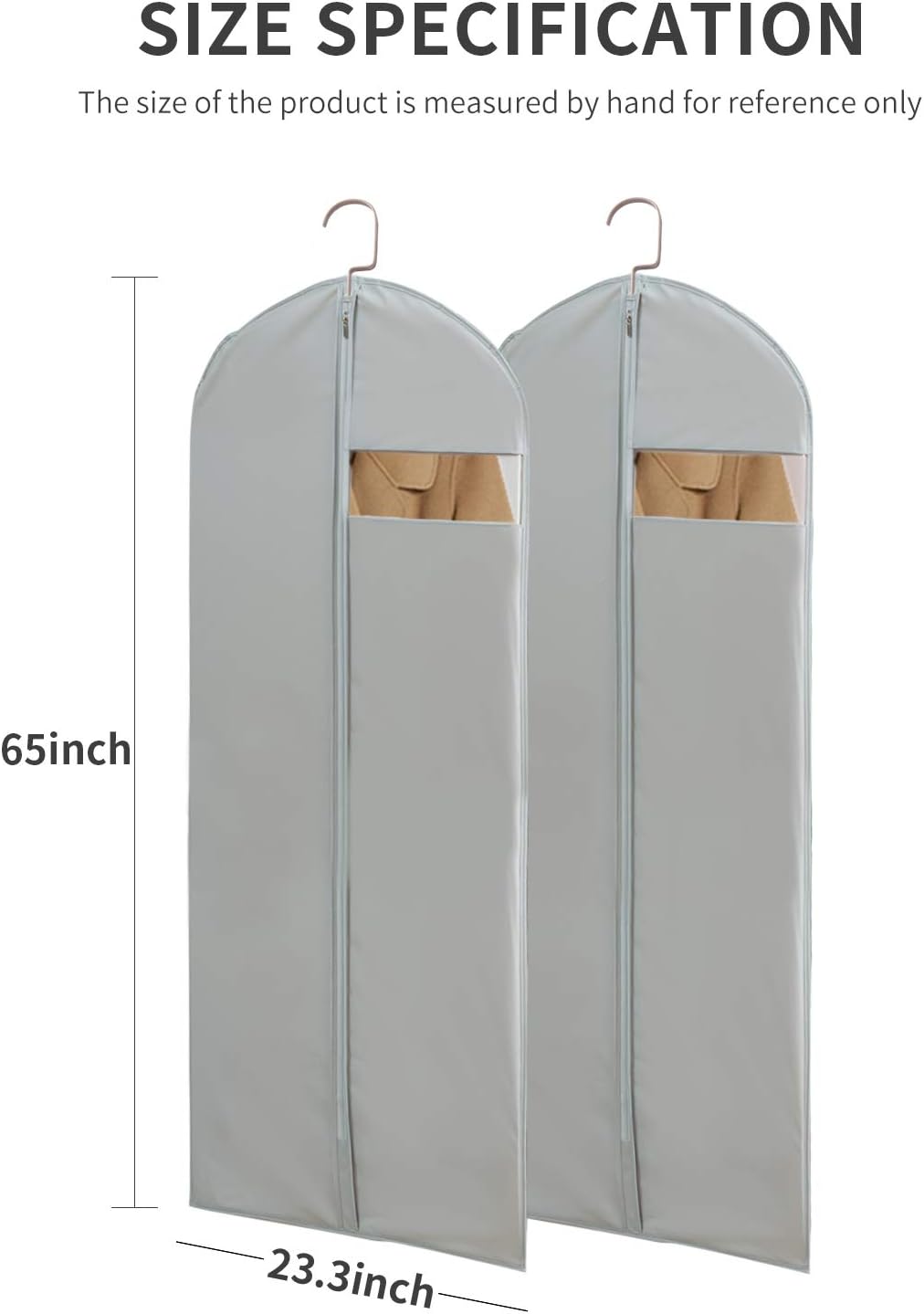 Dress Bags for Gowns Long, 65'' Long Dress Clear Garment Bag