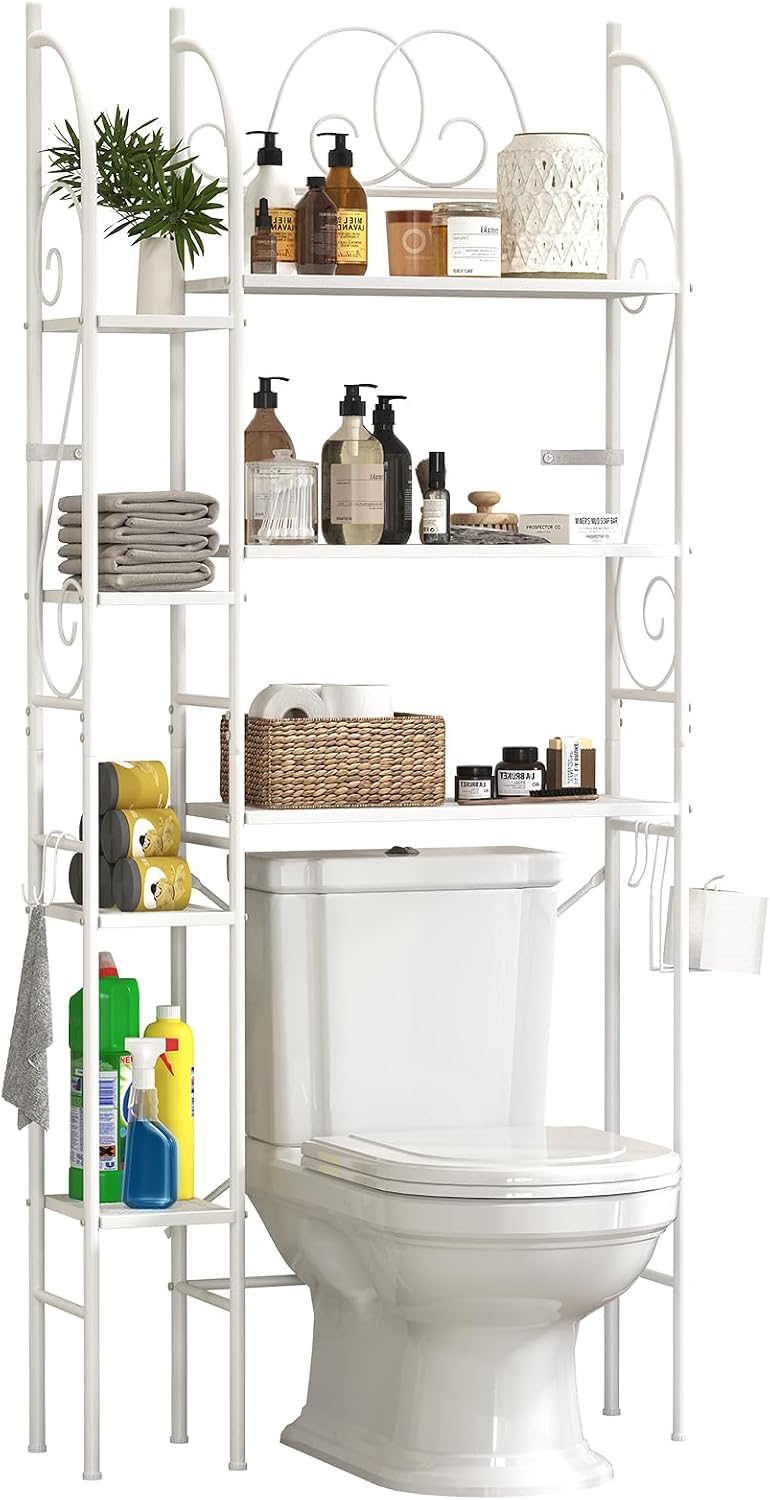 7-Tier Over the Toilet Storage Rack, Heavy-Duty Metal Bathroom