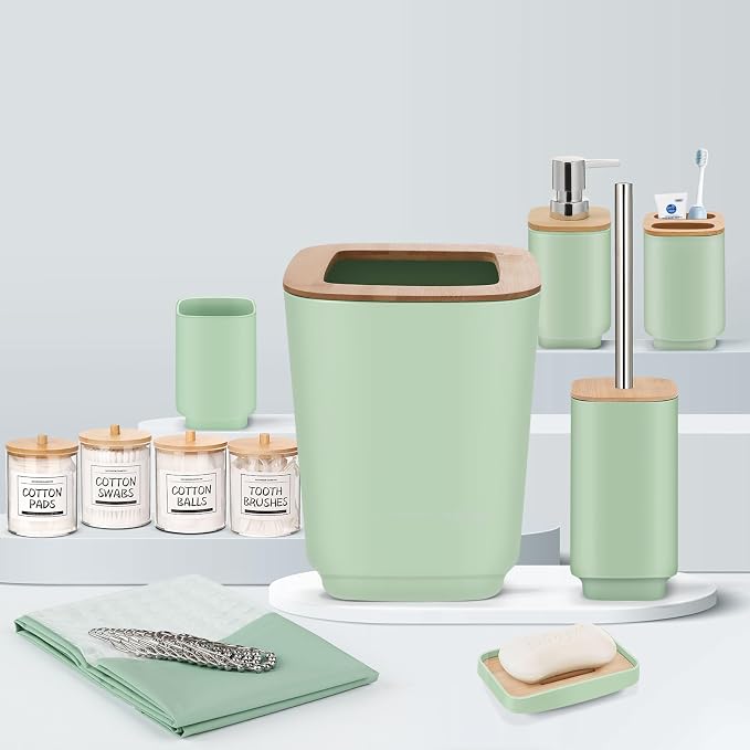 IMAVO Bathroom Accessories Set, 11 Pieces Bathroom Accessory Set, Trash Can - Image 8