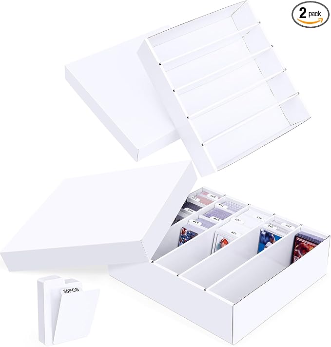 5 Row Trading Card Storage Box, 2 Pack Cardboard Storage Box by Leyzan