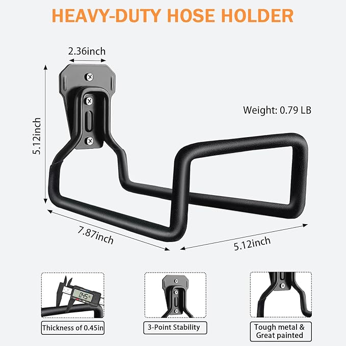 Metal Garden Hose Holder, Wall Mounted Water Hose Holder - Image 5