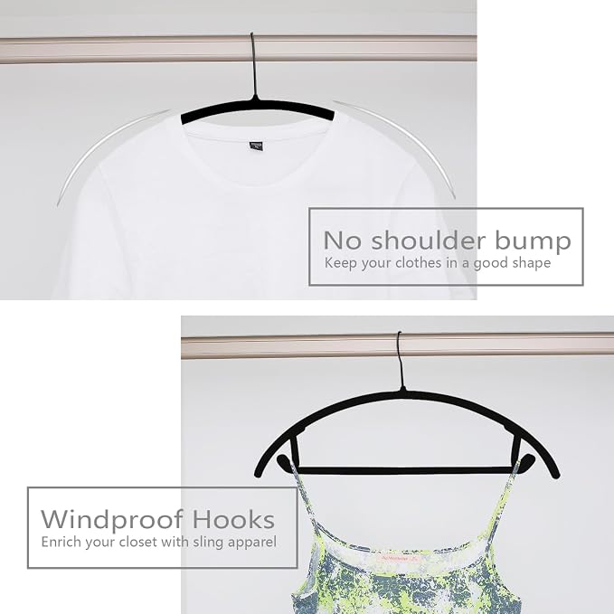 MIZGI Premium Velvet Hangers 60 Pack Heavyduty- Non Slip No Shoulder Bump Suit - Image 5