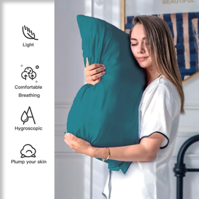 Silk Pillow Cases 2 Pack Soft Breathable and Sliky Standard Size Pillow Cases - Image 3