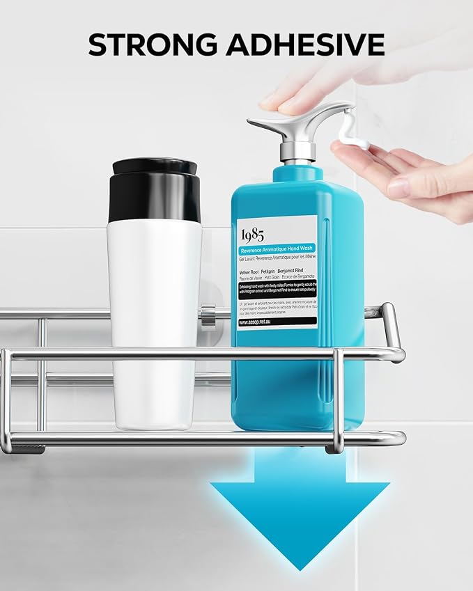 Nieifi Shower Caddy Shelf Storage Rack Adhesive Without Drilling Stainless Steel - Image 5