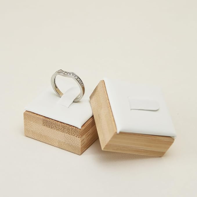 Coward Bamboo 6 Pcs Rings Display Stand, Ring Jewelry Holder Organizer Drawer - Image 5