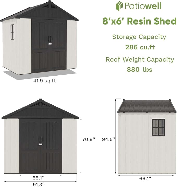 Patiowell 8 x 6 FT Plastic Outdoor Storage Shed - Image 5