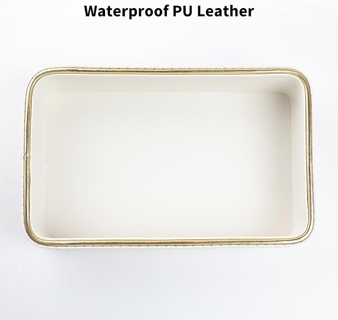 Desk Organizer Tray, PU Leather Valet Tray Nightstand Organizer Cologne Perfume - Image 9