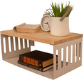 Floating Nightstand with White Metal Base, Wooden Top and Sturdy Metal Base by Woodches