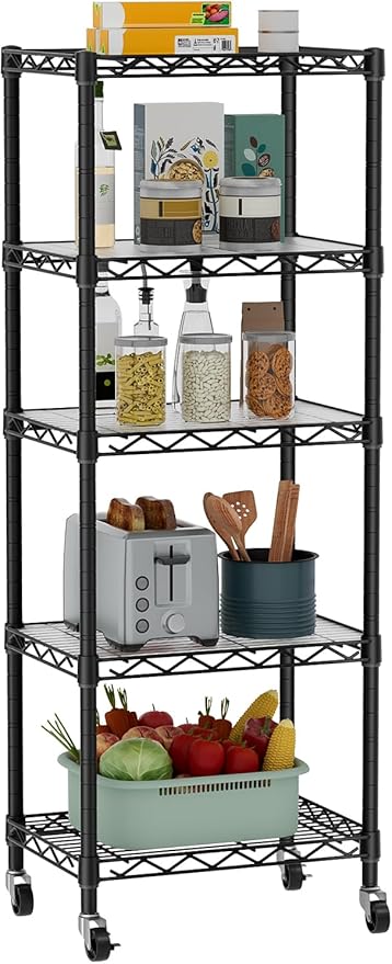 Small 5 Tier Shelves Storage Wire Shelving Unit Metal Shelf Adjustable by Golpart