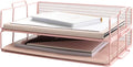 BLU MONACO Pink Mesh Paper Tray – Set of 2 Stackable Letter Trays – Durable by Blu_Monaco