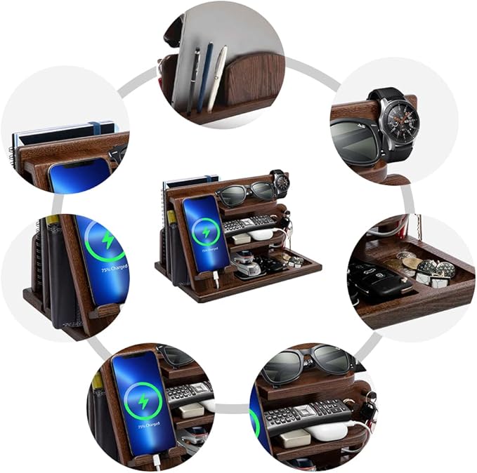 Gifts for Men Christmas, Wood Phone Docking Station, Mens Gifts for Birthday or - Image 2