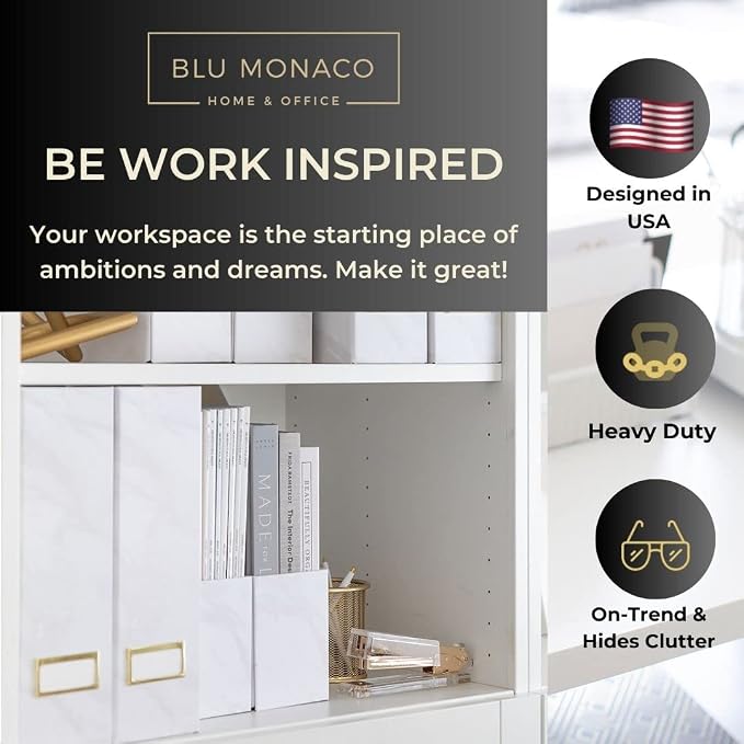 BLU MONACO Set of 4 Magazine Holders | White Marble Design - Image 5