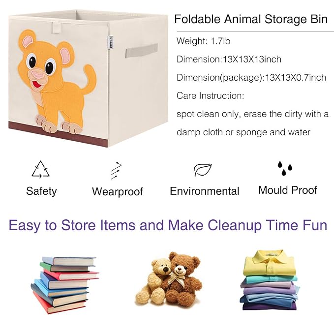 CLCROBD Foldable Animal Cube Storage Bins Fabric Toy Box/Chest/Organizer - Image 3