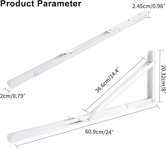 YUMORE 24 Inch Folding Shelf Brackets, Heavy Duty L Bracket, Max Load: 330lb - Image 2