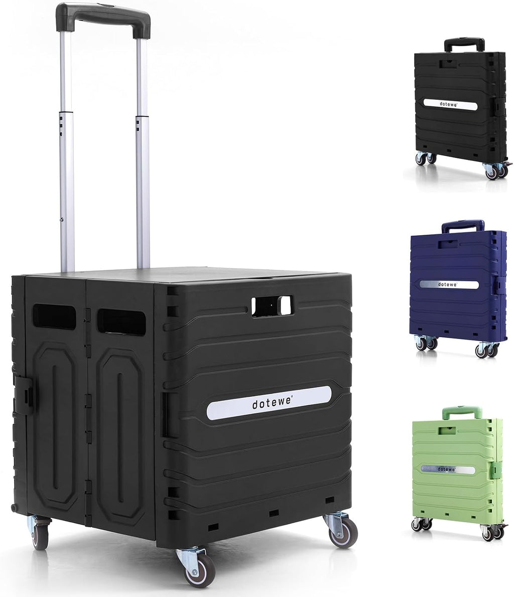 Folding Utility Cart Black Portable Rolling Crate Handcart Foldable