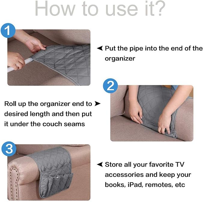 2 Pack Non-Slip Couch Sofa Chair Armrest Organizer 5 Pockets Armchair Caddy - Image 4