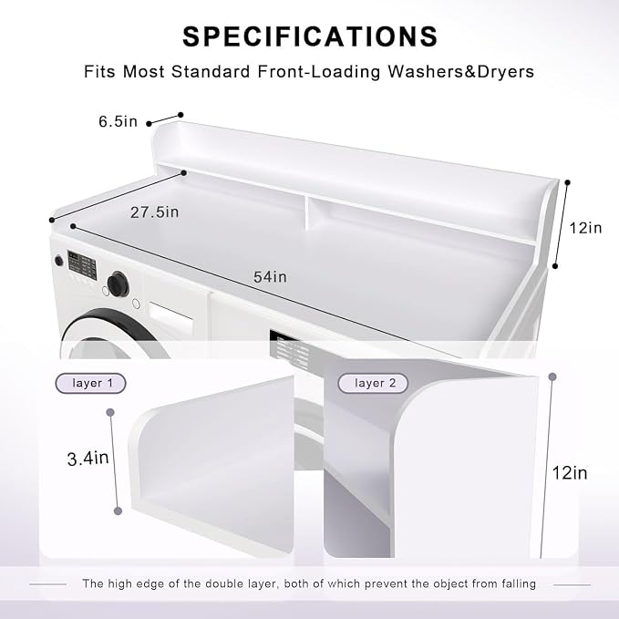 2-Tier Washer and Dryer Countertop Shelf, Laundry Room Storage & Organization - Image 3
