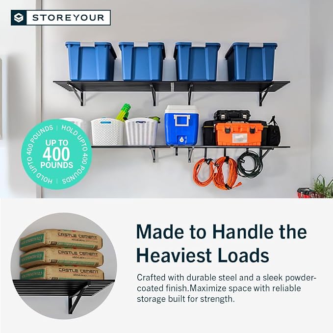 StoreYourBoard Heavy Duty Garage Shelf Wall Mount 2ft x 4ft – Wall-Mounted - Image 5