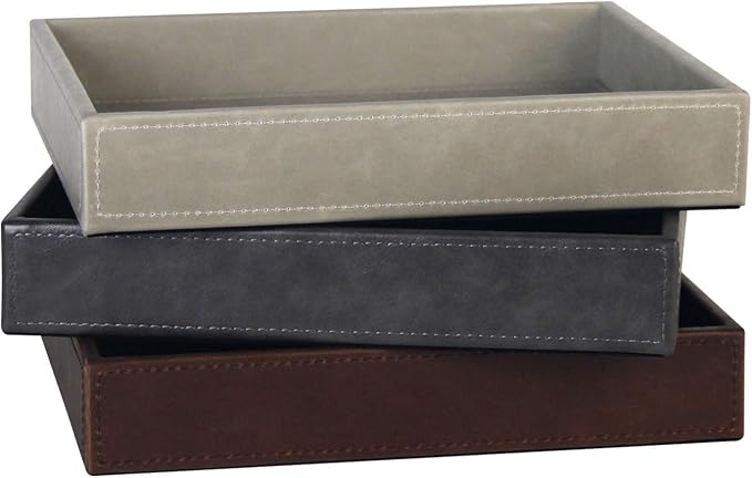 Vixdonos Leather Valet Tray Rectangular Catchall Tray Counter Organizer - Image 7