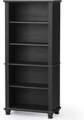 70" Tall Black Bookshelf,5 Tier Wooden Book Shelf with Adjustable
