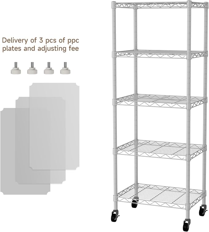 Small 5 Tier Shelves Storage Wire Shelving Unit Metal Shelf Adjustable - Image 3