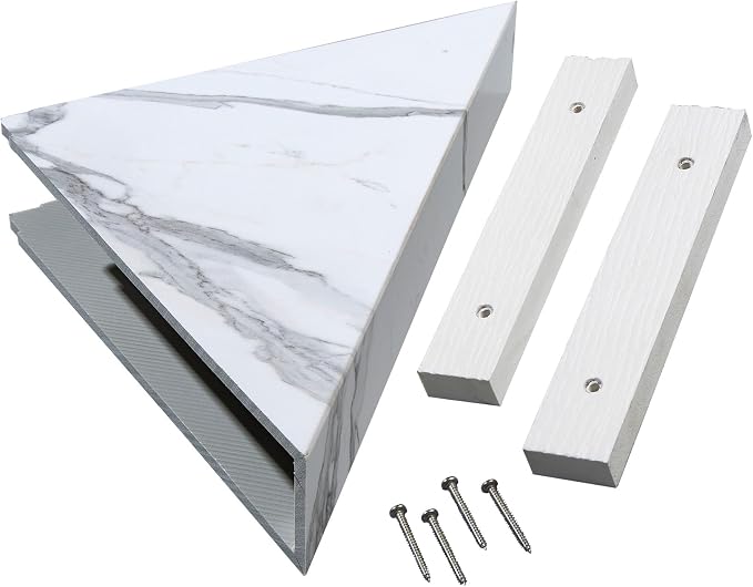 Palisade Vinyl Waterproof Corner Shower Shelf in Carrara Marble/Urban Glacier by PalisadeWallTilesandPlanks