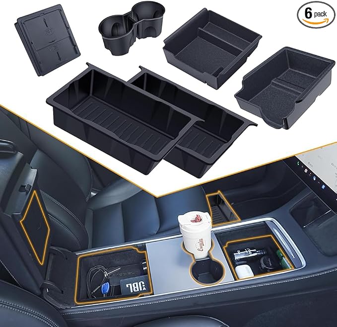 Center Console Organizer Tray for Tesla Model Y 2020-2024, Hidden Storage Box by BANKKY
