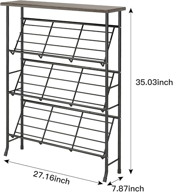 JZM Shoe Rack Storage, Narrow 4 Tier Metal Shoe Storage Shelf, Free Standing - Image 2