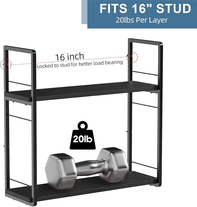 Floating Book Shelves for Wall, 2-Layer Wall Bookshelf for Book Storage - Image 5