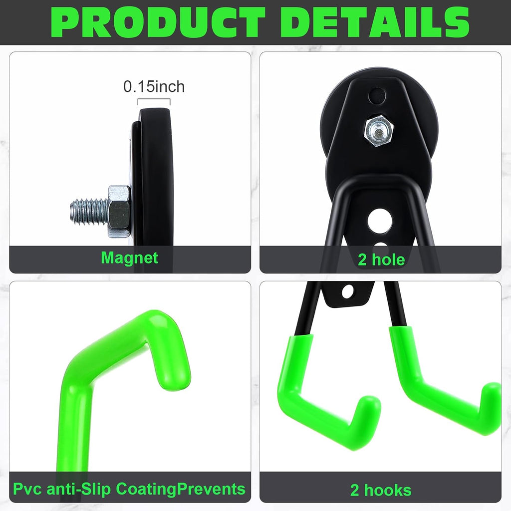 Landhoow 6 Pcs Large Magnetic Hooks Heavy Duty Magnet Hooks, Green