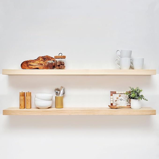Homeforia 60 inch Natural Floating Shelf, High End Solid Real Wood 60inch Small by Homeforia
