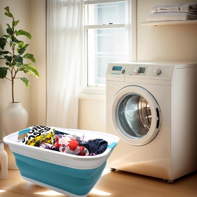 SAMMART 41L Collapsible Plastic Laundry Basket-Foldable Pop Up Storage - Image 2