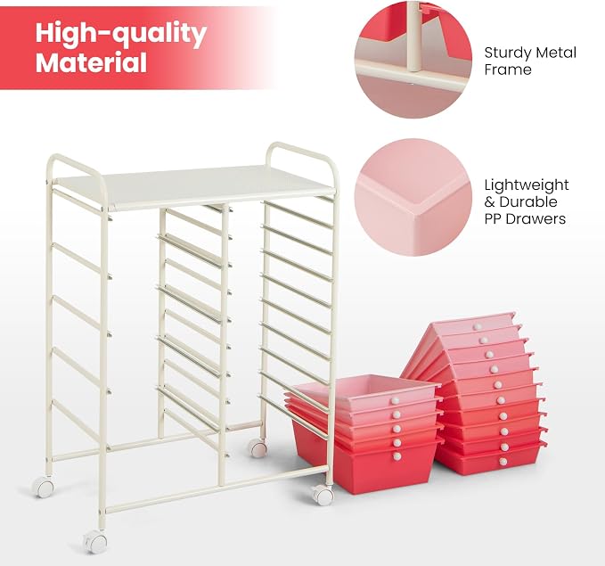 Giantex 15 Drawers Rolling Cart, Classroom Organizers, Storage Cart - Image 7