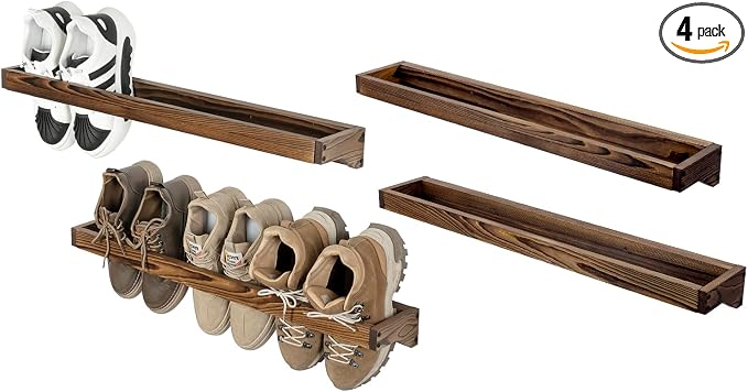MyGift 30 Inch Rustic Burnt Solid Wood Hanging Shoe Rack, Holds 12 Pairs by MyGiftHome