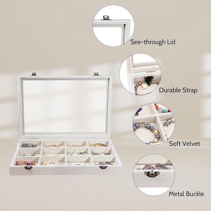 Stratalife Jewelry Organizer Bracelet Organizer Storage Box 12 Grid Stackable - Image 2