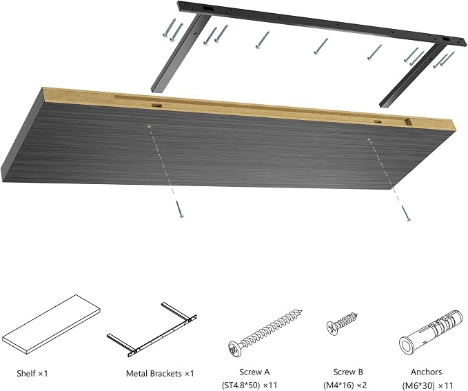 Wall Shelf Set of 3, Dark Wood Floating Shelves 24 in W x 10 in D x 1 in H - Image 6