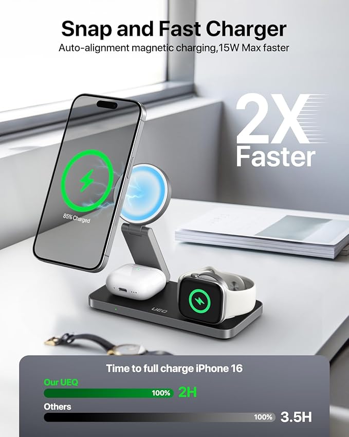 Foldable 3 in 1 Wireless Charging Station - Image 2