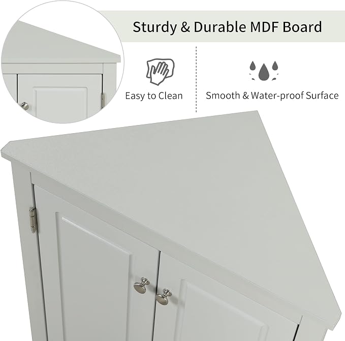 GDFStudio 31.5" H Triangle Corner Bathroom Storage Cabinet - Image 3